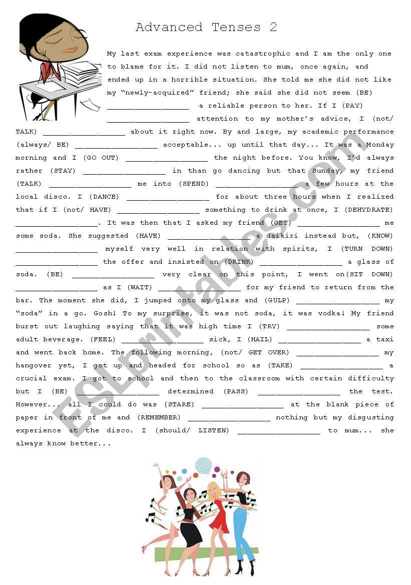 Advanced Tenses 2- - w/key worksheet