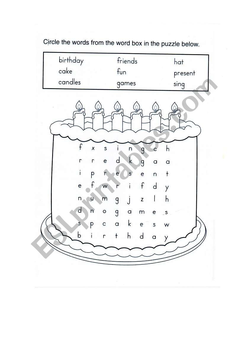 word search worksheet