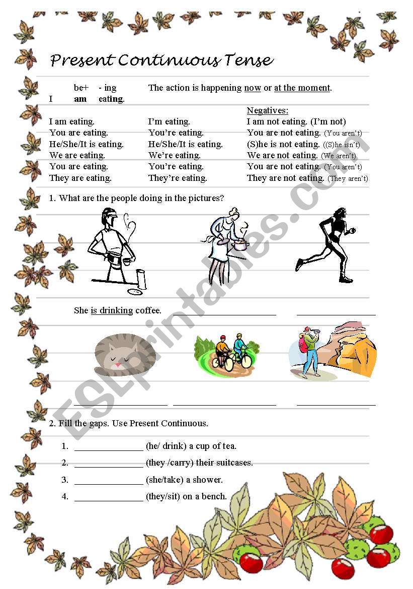 Present Continuous Tense worksheet