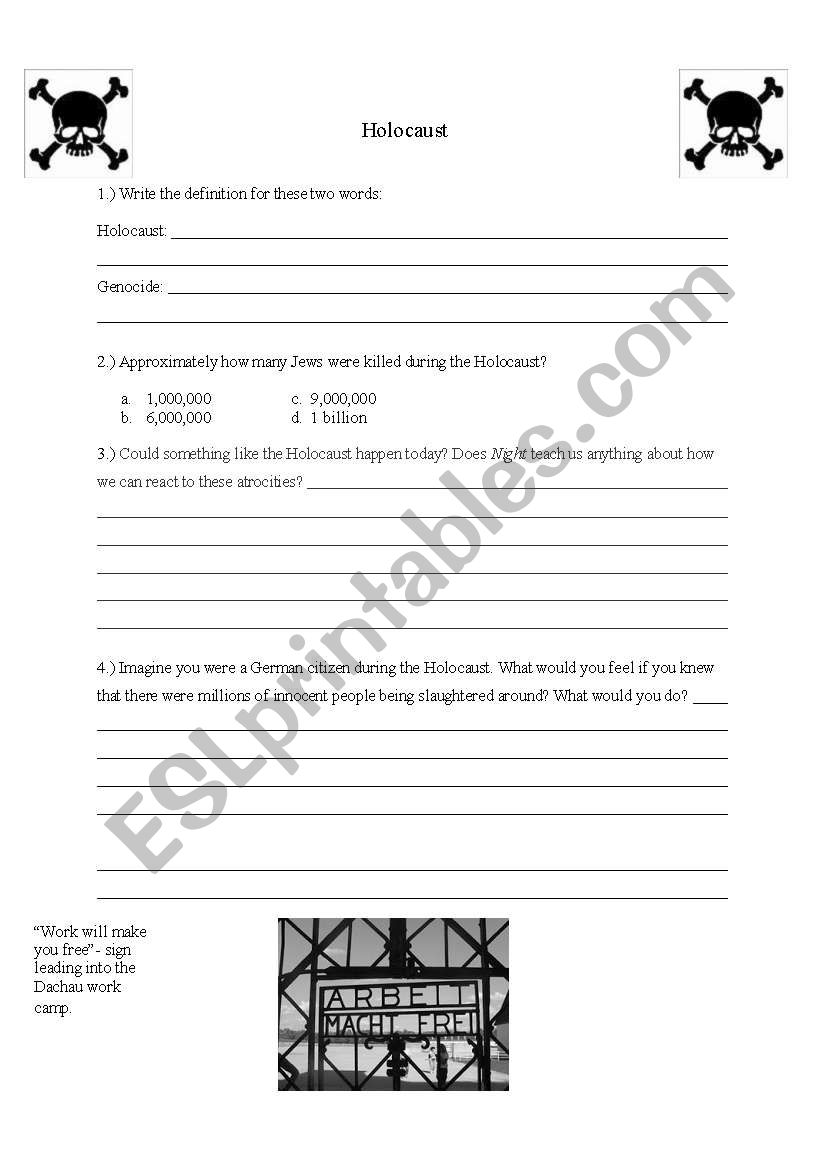 Holocaust worksheet worksheet