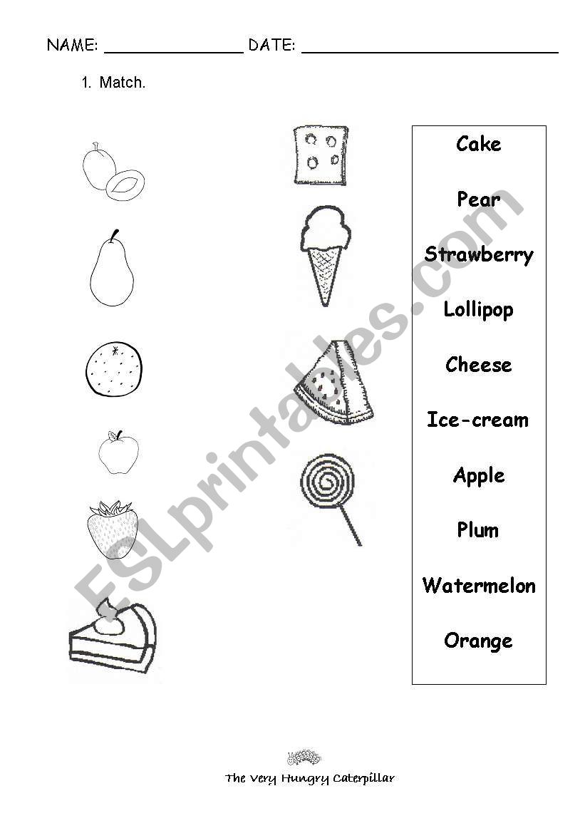 The very hungry caterpillar food vocabulary