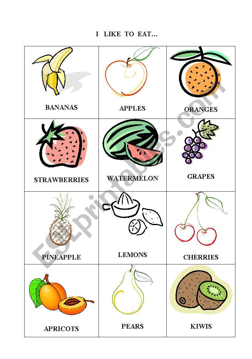 Fruit vocabulary page worksheet
