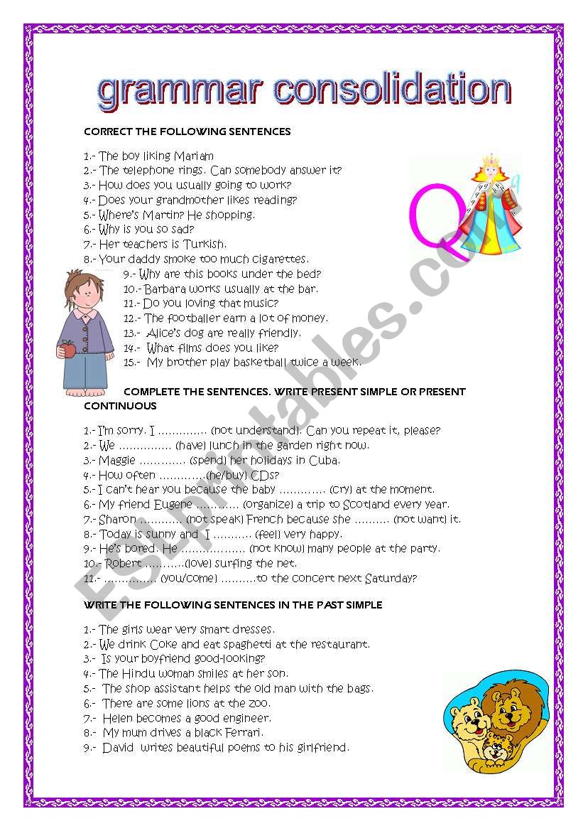 GRAMMAR CONSOLIDATION 1 worksheet