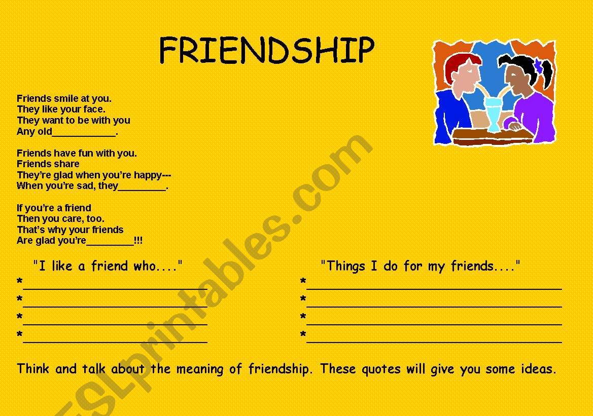 Friendship worksheet