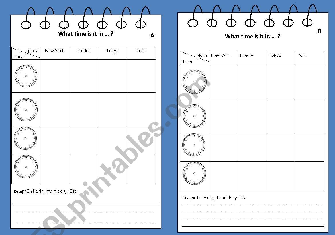 What time is it ? PAIRWORK worksheet