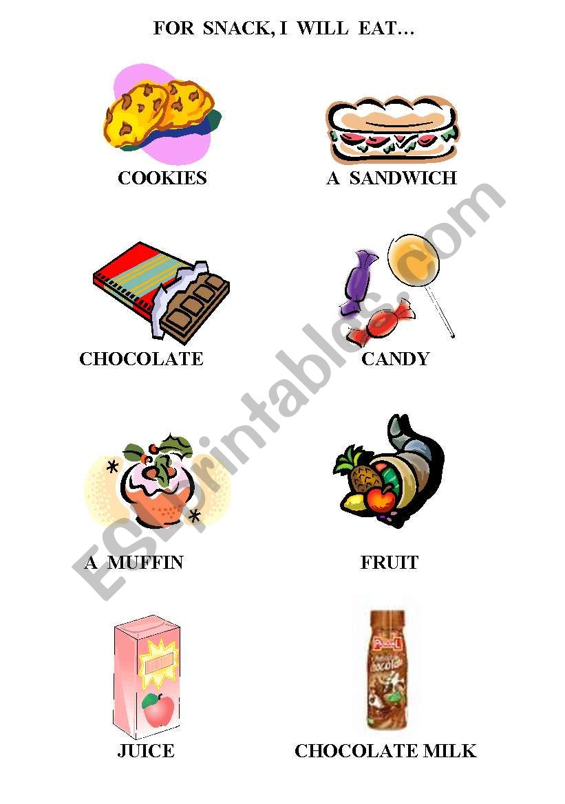 Snack Vocabulary Worksheet worksheet