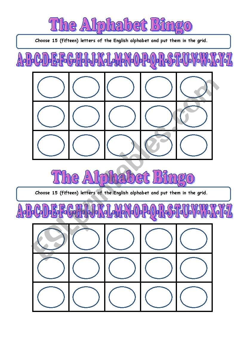 The alphabet bingo worksheet
