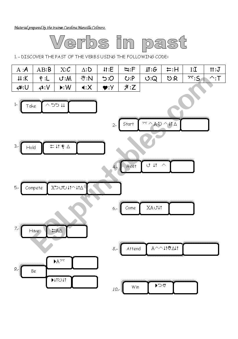 Verbs in past worksheet