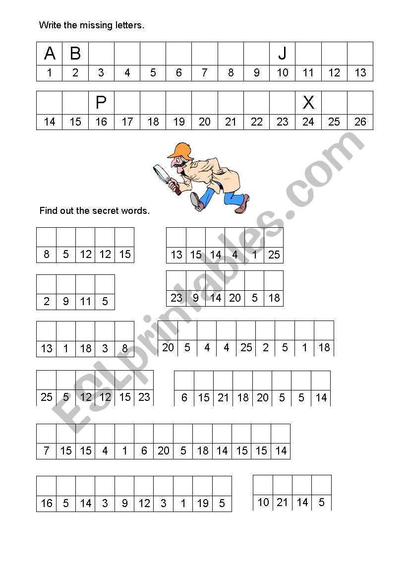 Hidden words worksheet