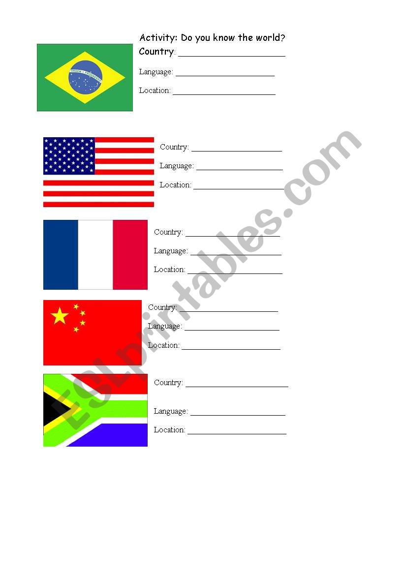 Geography fot kids worksheet