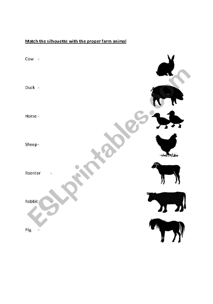 match the farm animal silouette