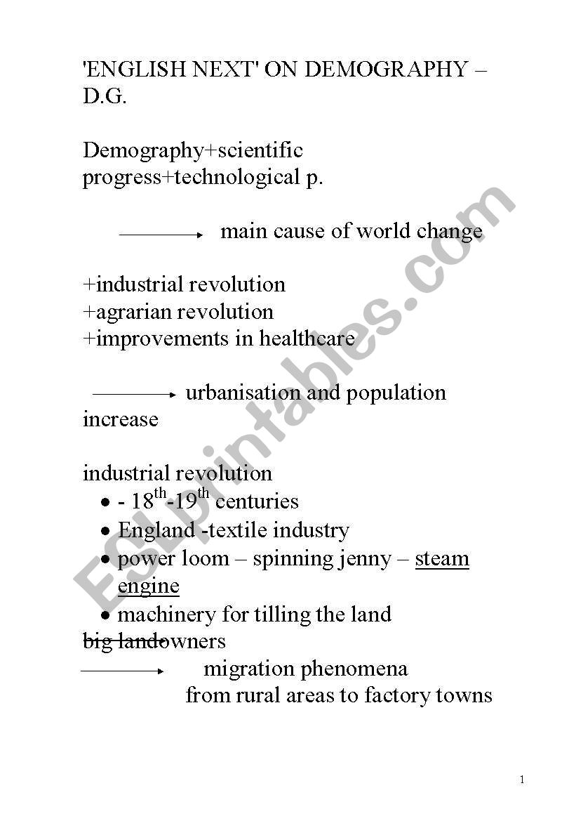 LESSON: demography worksheet