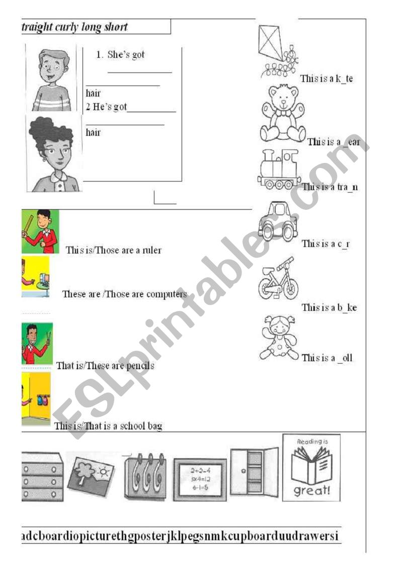 Test for primary Ss (appearance,that/these, toys, classroom)