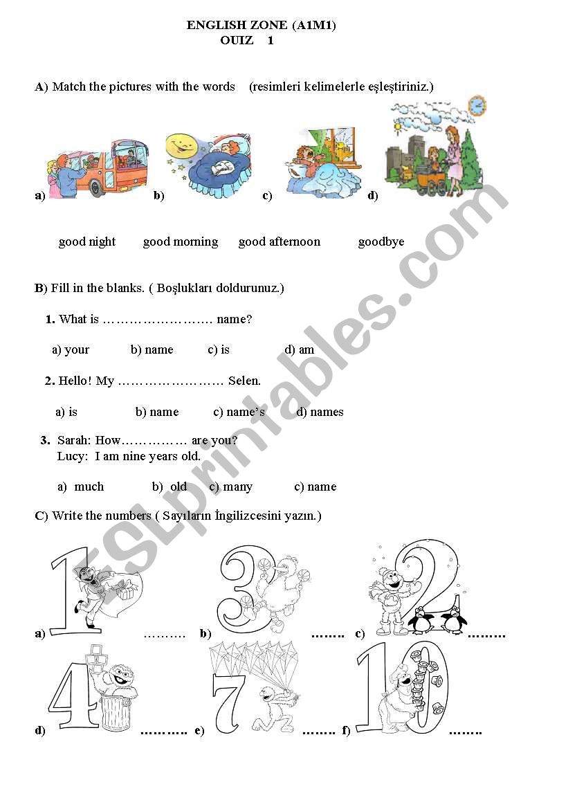 greetings worksheet