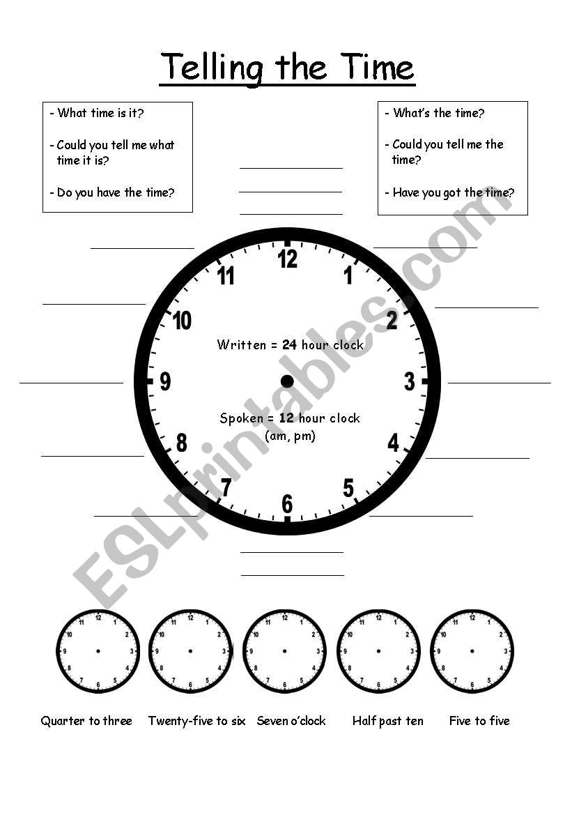 Telling the Time worksheet