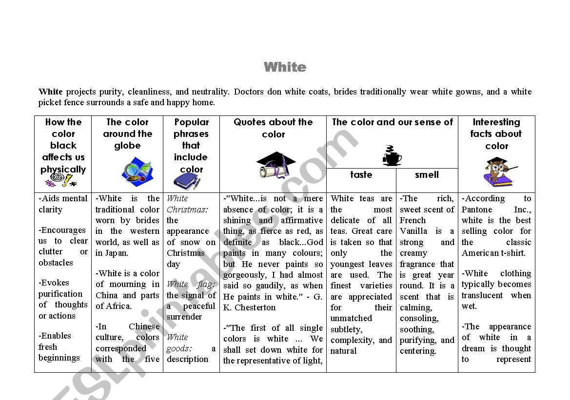 White colour worksheet