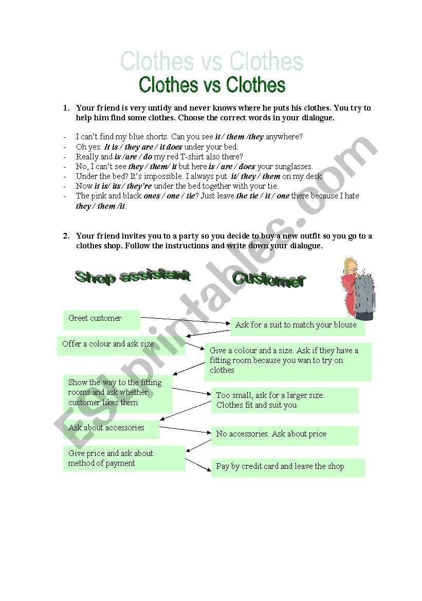 Clothes vs Clothes worksheet