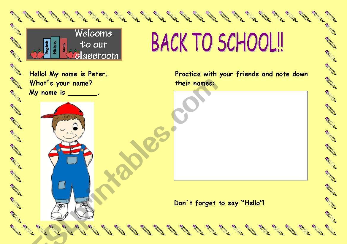 BACK TO SCHOOL worksheet