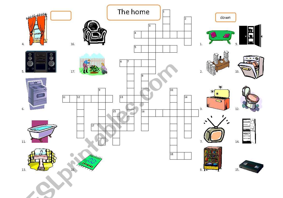 A crossword puzzle - The home worksheet