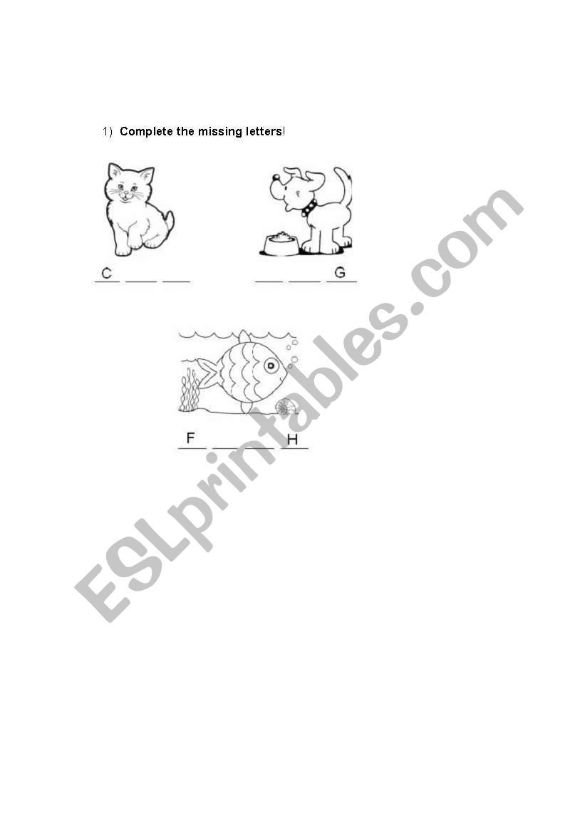 pets worksheet