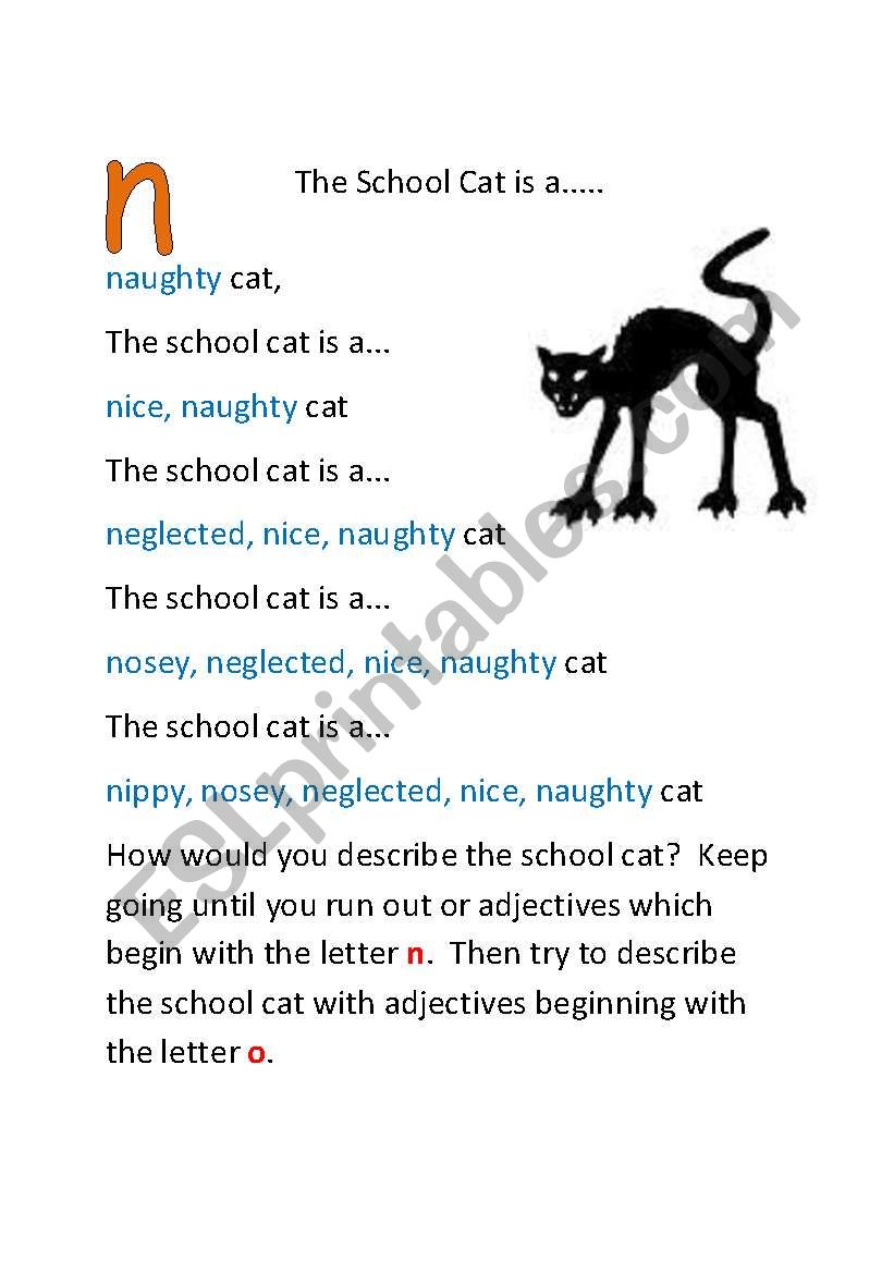 The School Cat part three worksheet