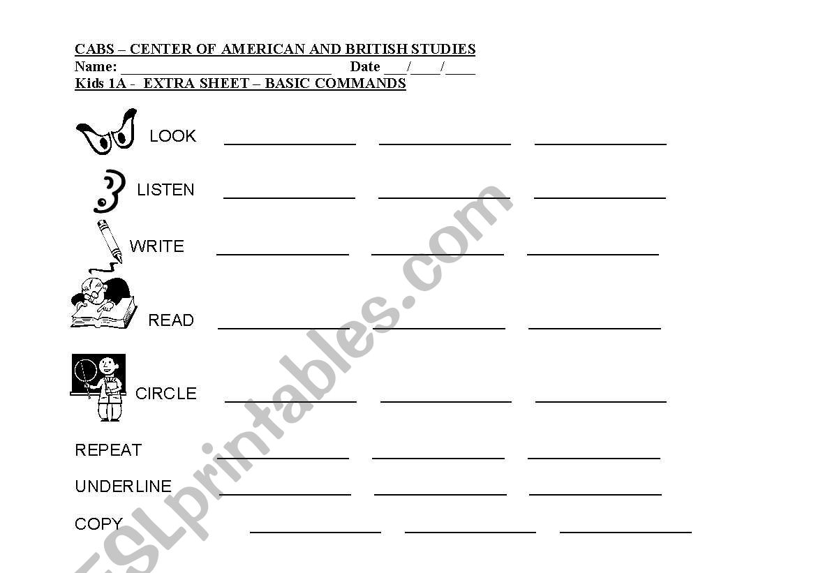 Basic Commands worksheet