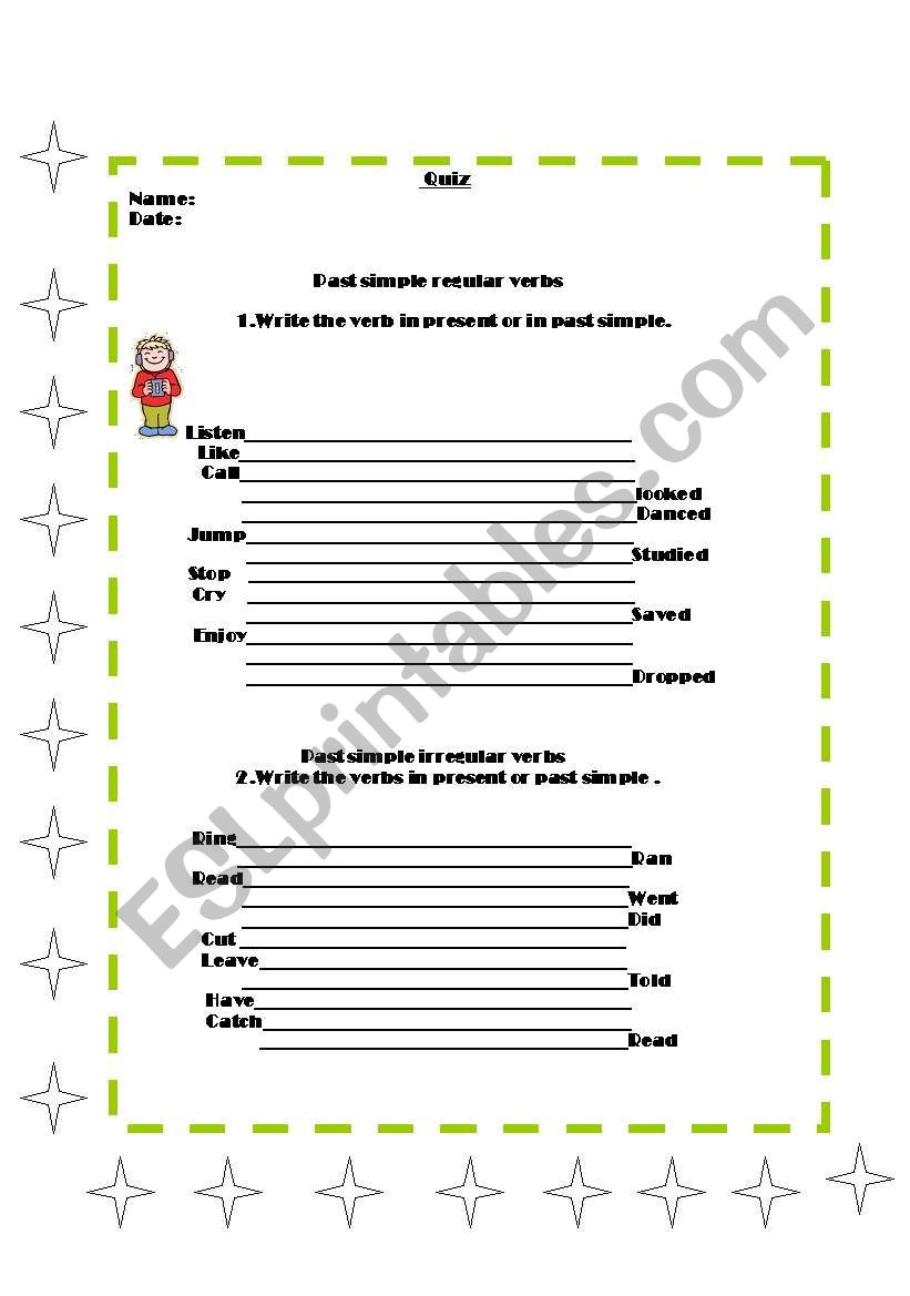 past simple irregular and regular verbs quiz