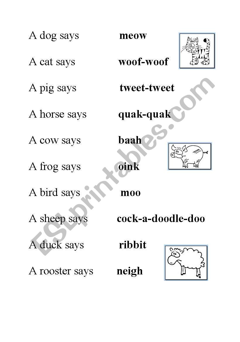 Sounds of Animals worksheet