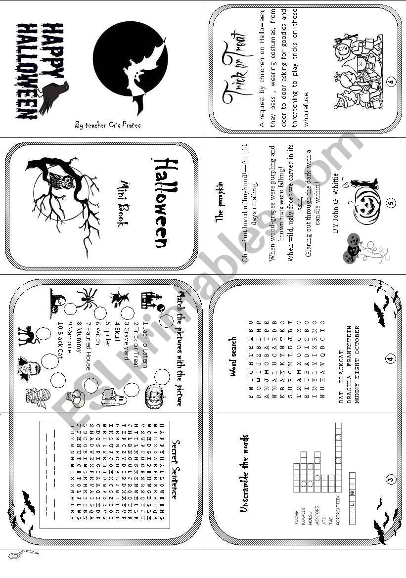 Halloween mini book worksheet