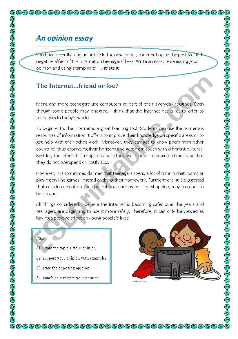 How to write 5- an opinion essay - ESL worksheet by valentinaper
