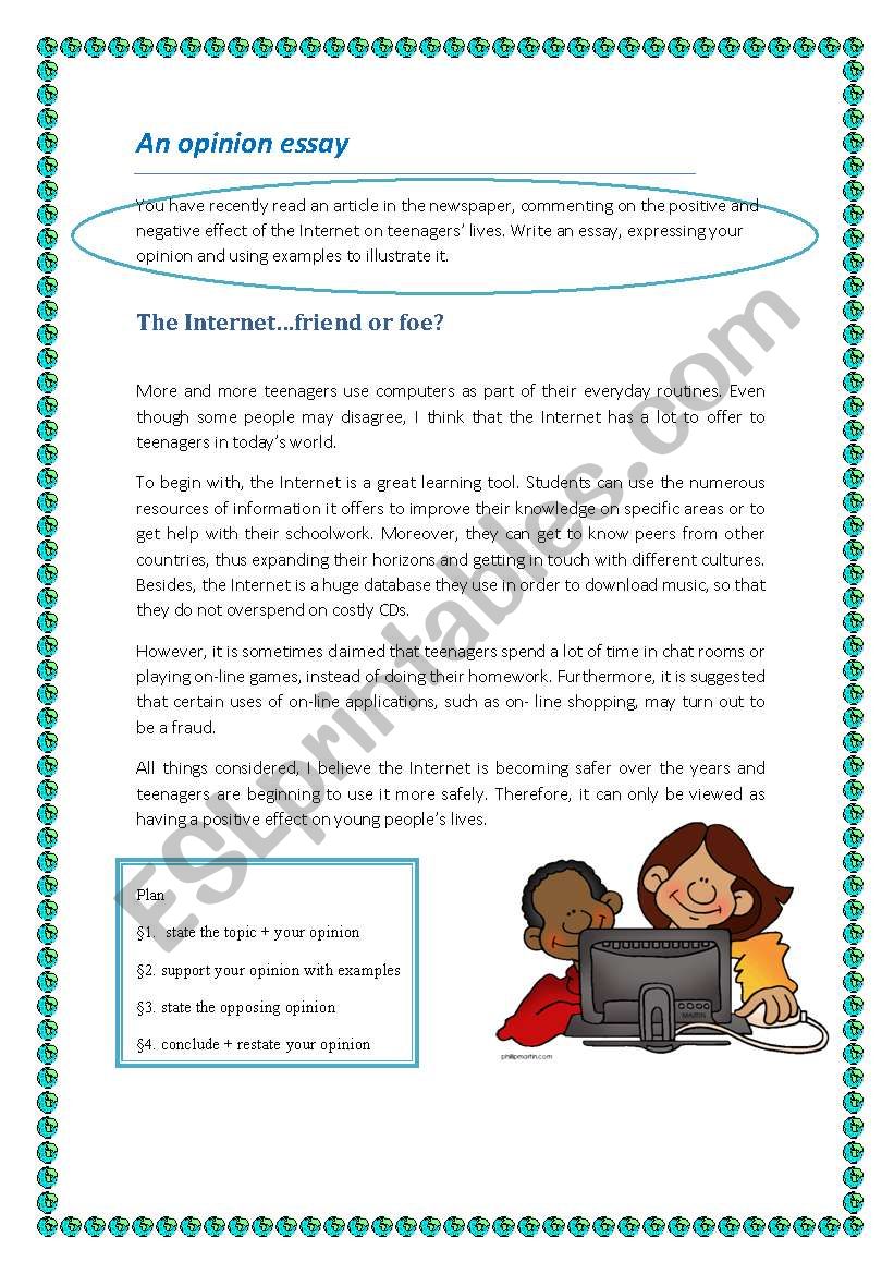 How to write 8- an opinion essay - ESL worksheet by valentinaper