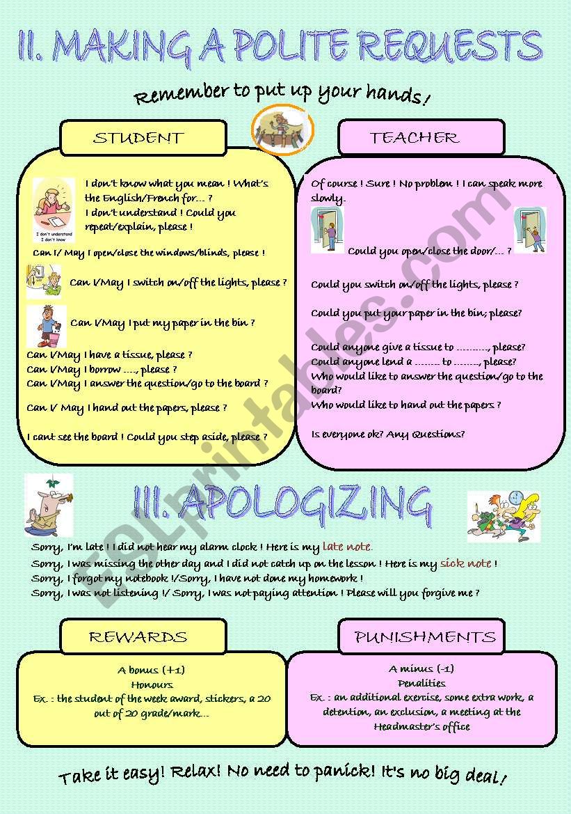 My Classroom English Language Page 2 Polite Requests & Apologizing