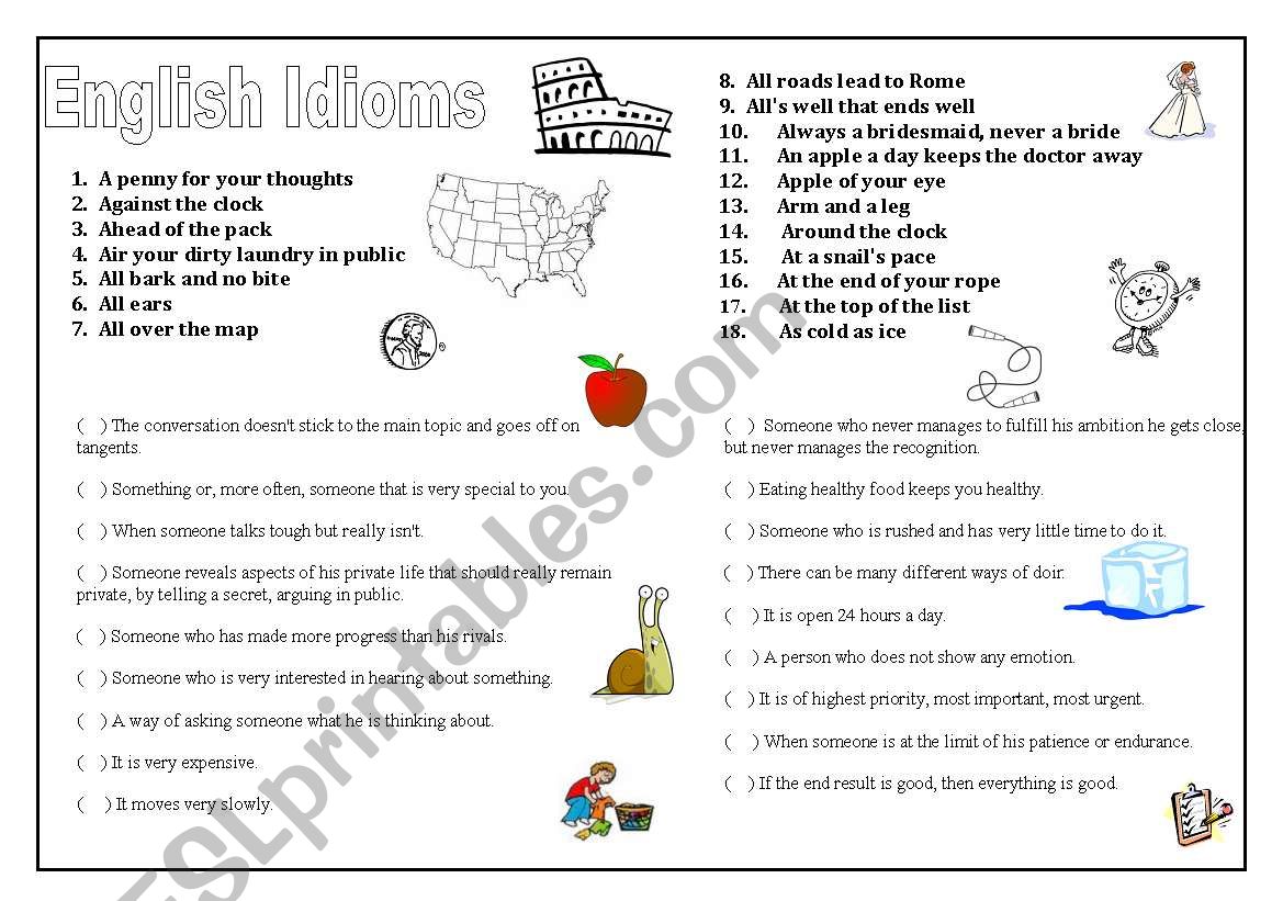 English Idioms worksheet