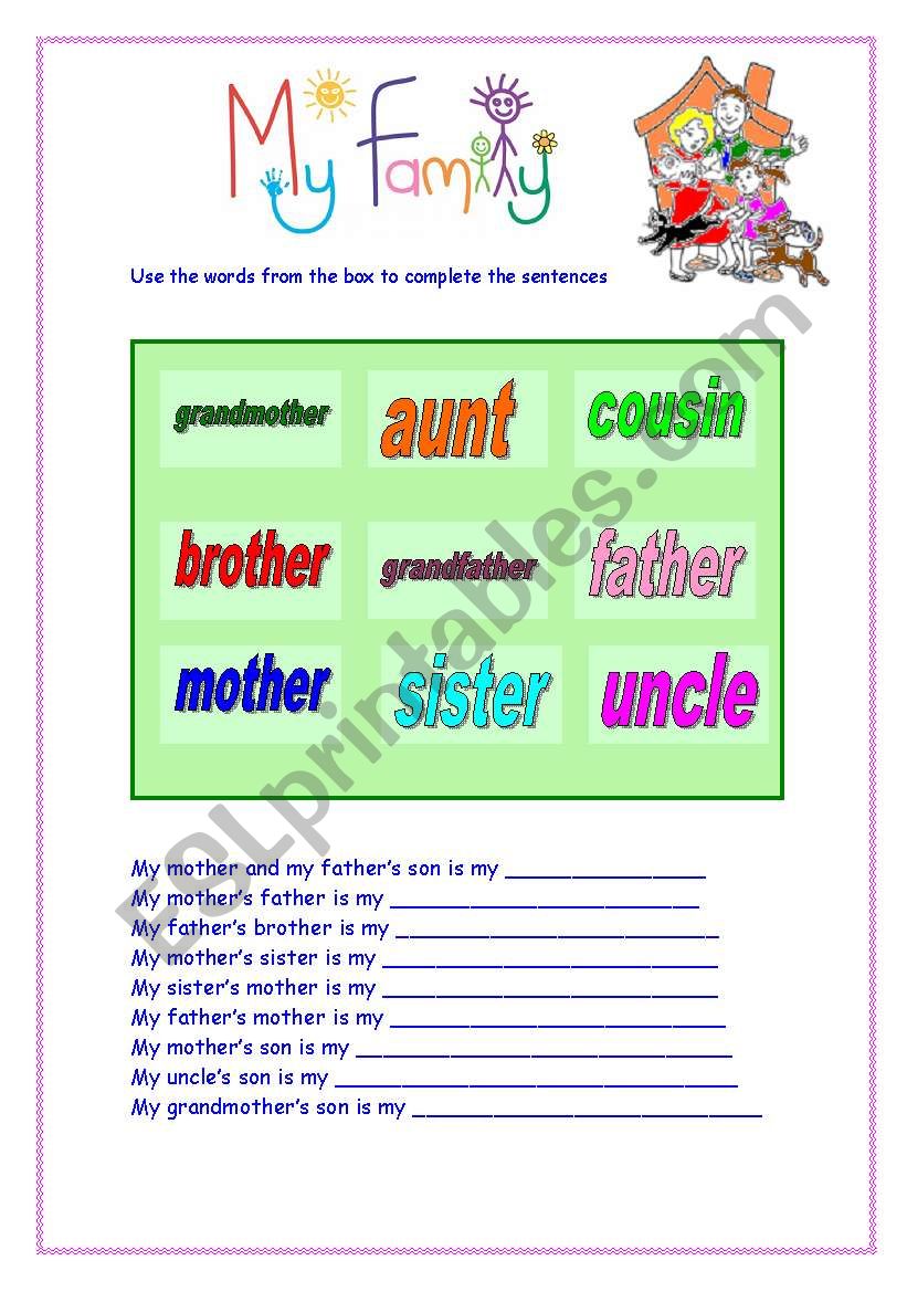 My family  worksheet