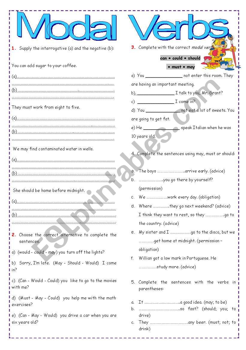 Modal verbs worksheet