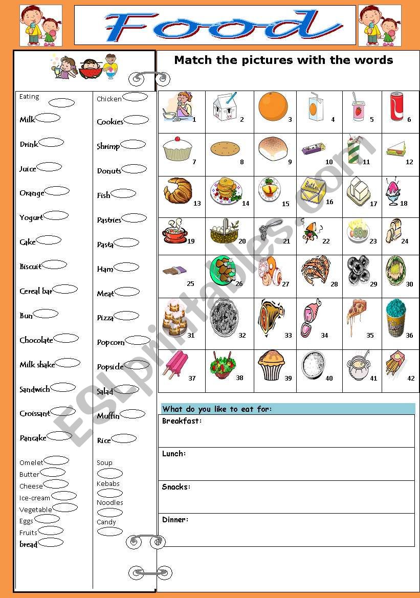 FOOD worksheet