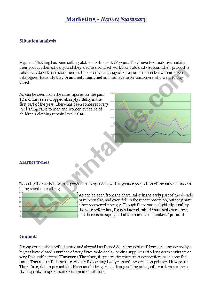 Business ws on Charts/Graphs and Marketing vocabulary