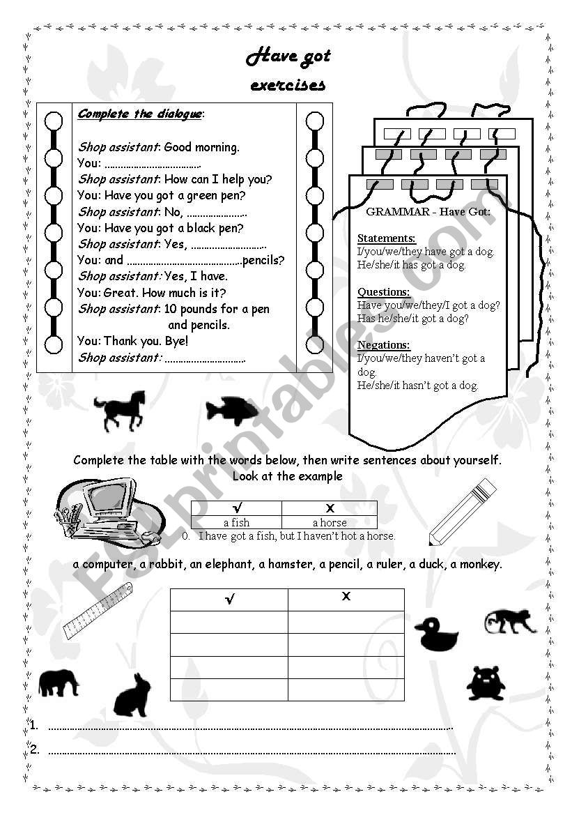 Have got - revision worksheet