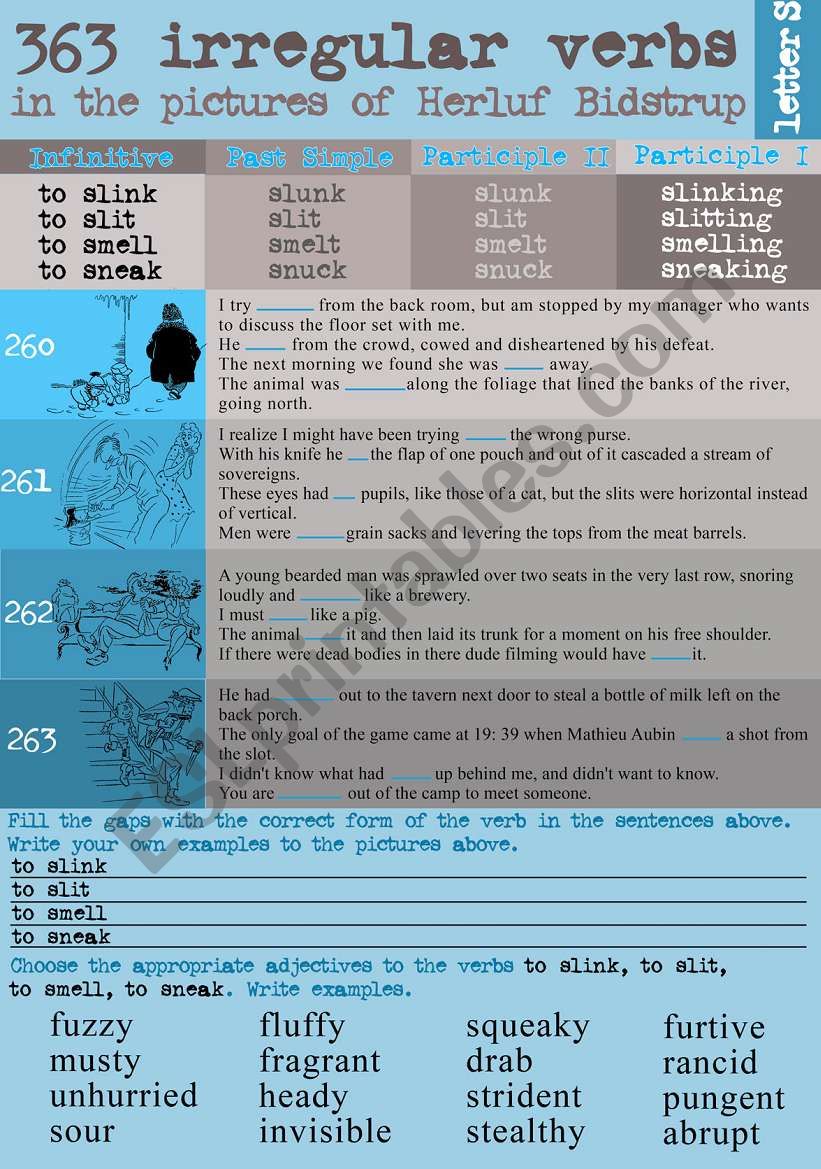 363 Irregular verbs in the pictures of Herluf Bidstrup