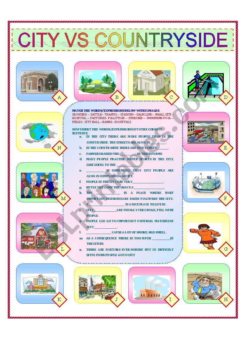 CITY VS COUNTRYSIDE worksheet