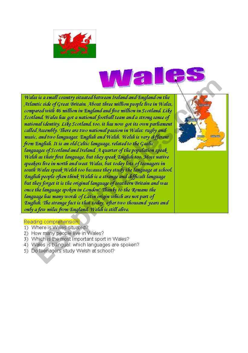 Wales worksheet