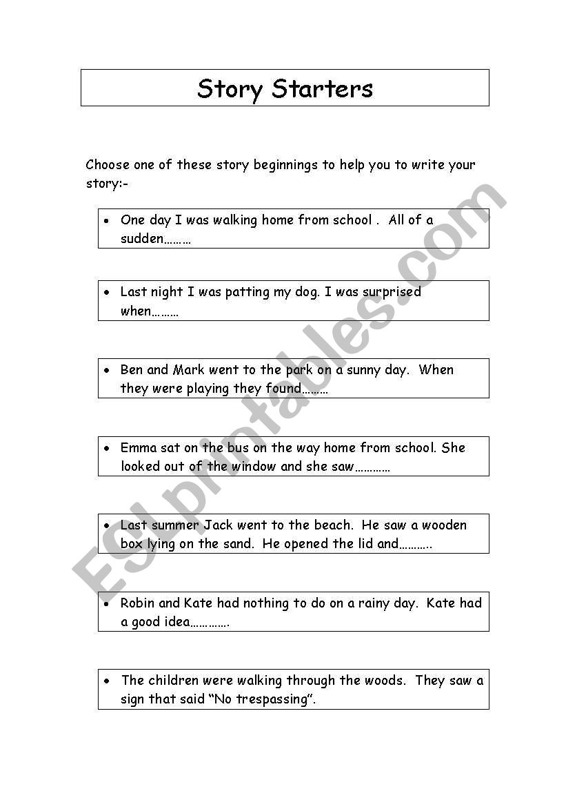 Story Starters worksheet