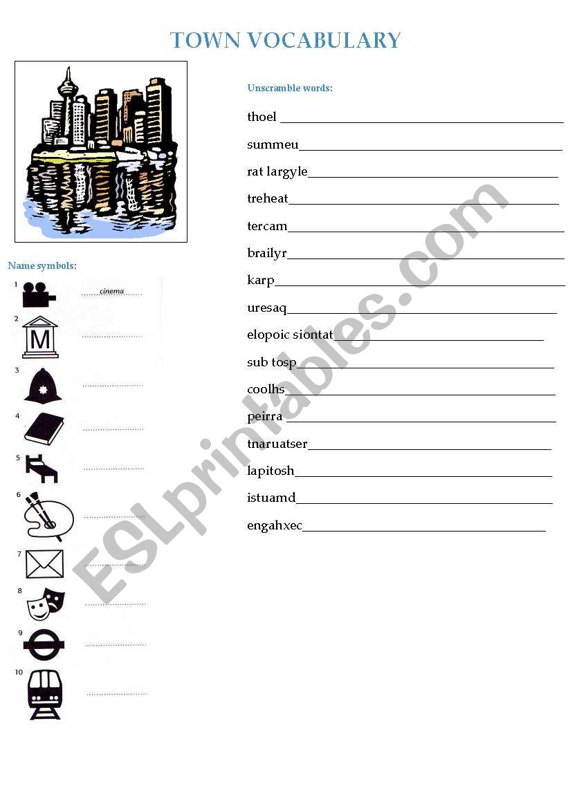 TOWN VOCABULARY worksheet