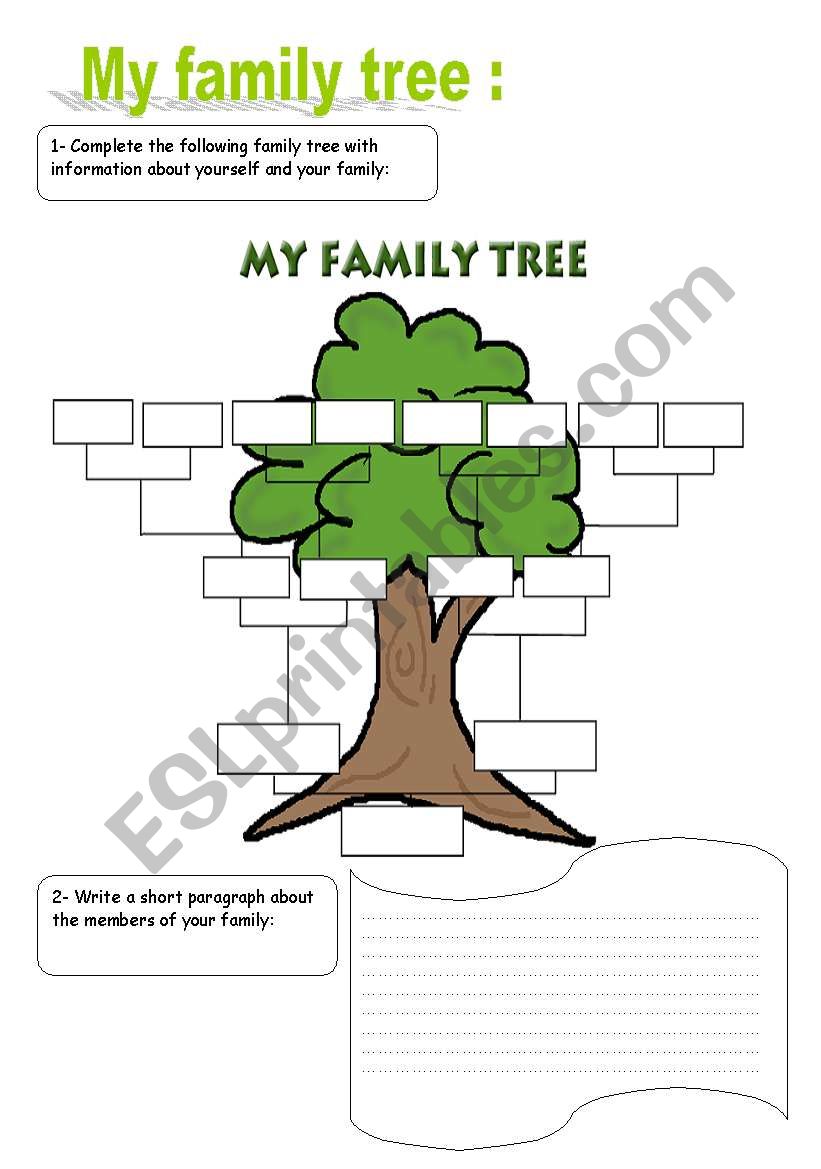 my family tree worksheet