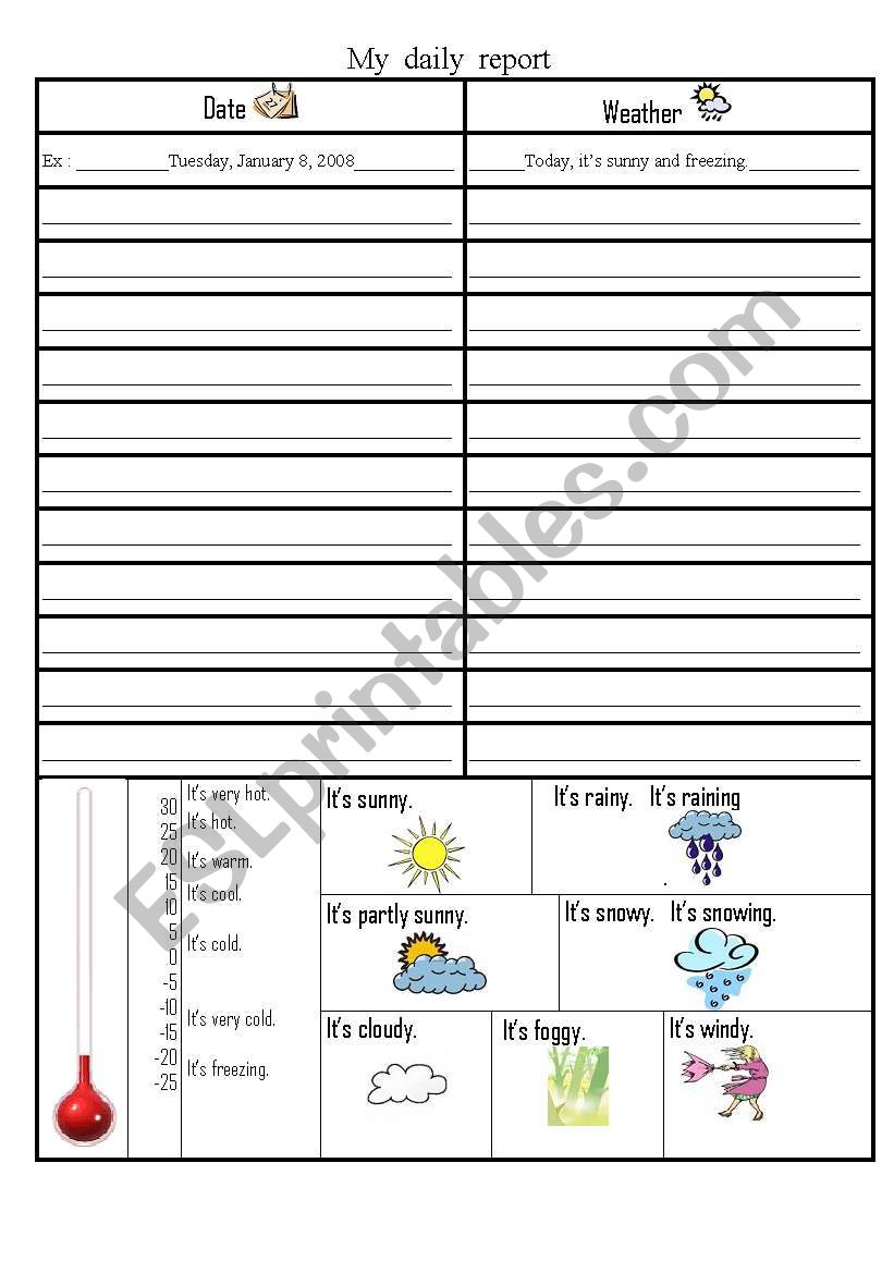 My daily report worksheet