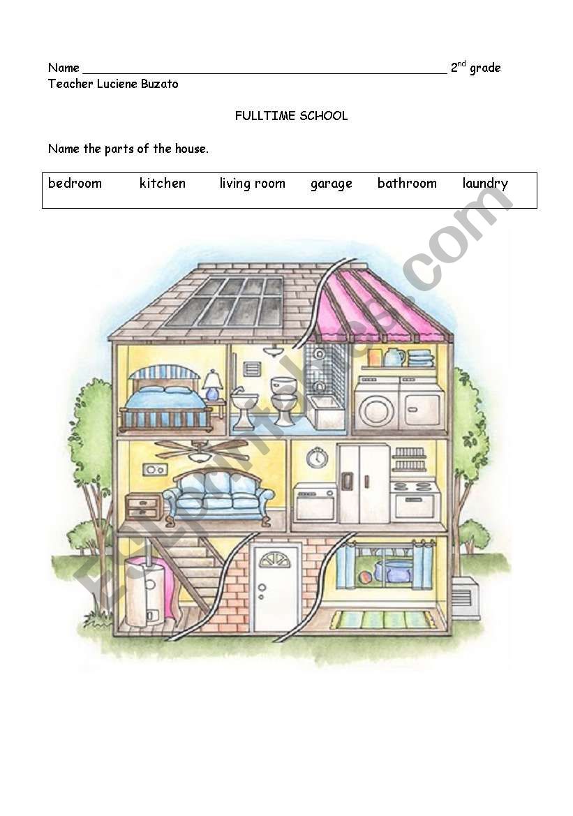 Parts of the house worksheet