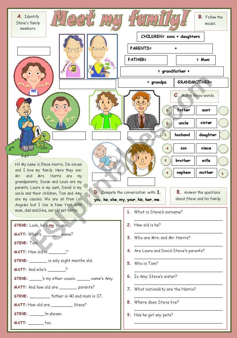 MEET MY FAMILY! worksheet