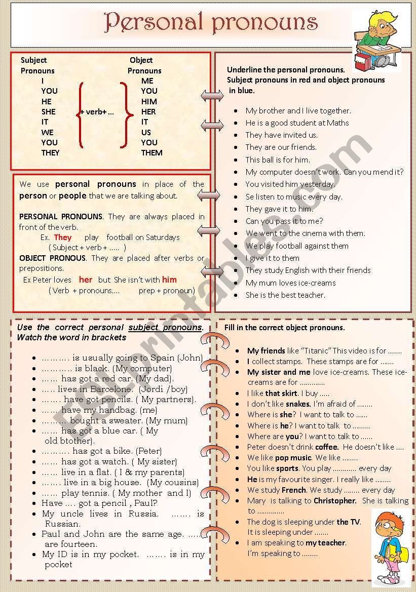 PERSONAL PRONOUNS worksheet