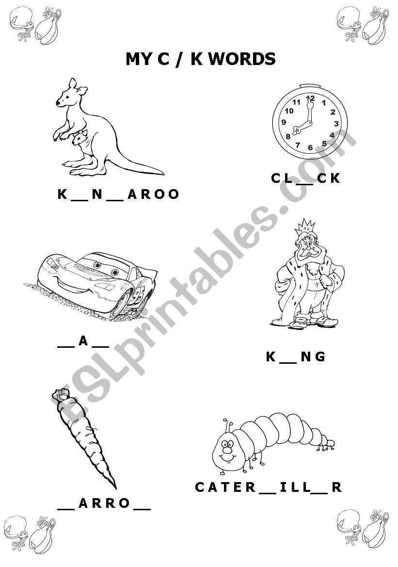 MY C and K WORDS worksheet