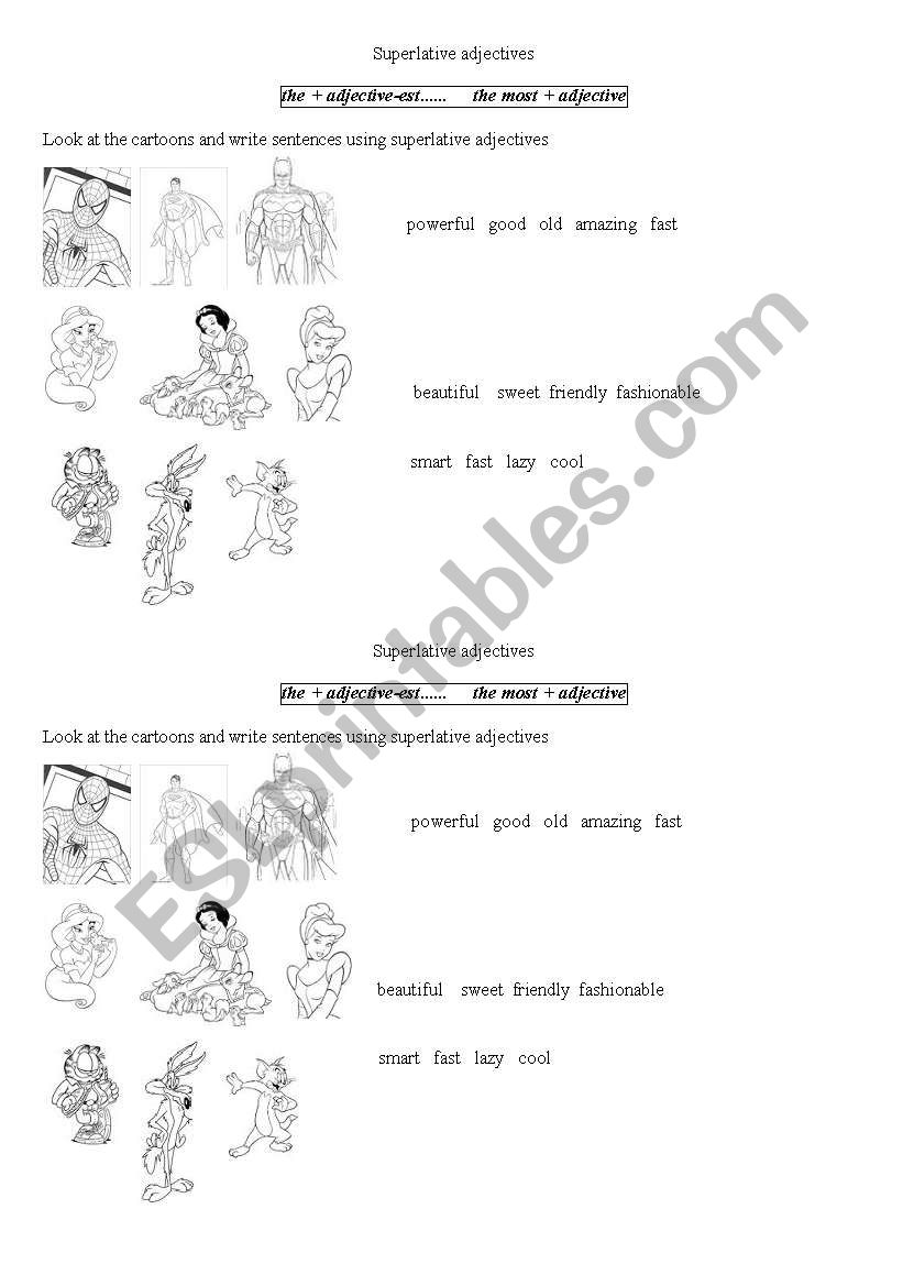 superlative adjectives worksheet